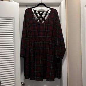 Torrid plaid Mini georgette skater dress lattice back